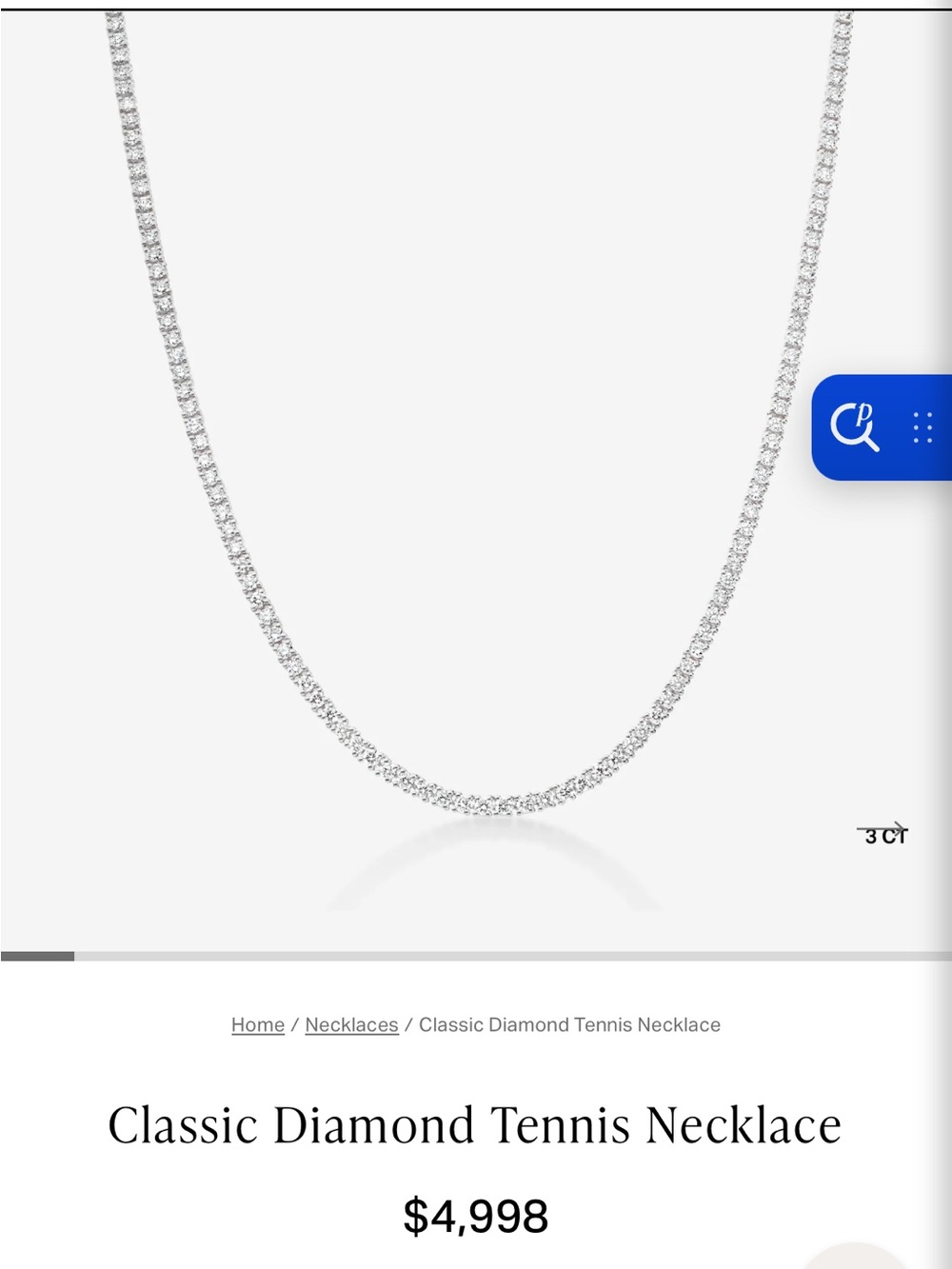 Ring Concierge Diamond Tennis Necklace - White